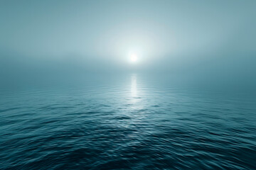 Fototapeta premium Peaceful Ocean Horizon with Serene Misty Sunrise