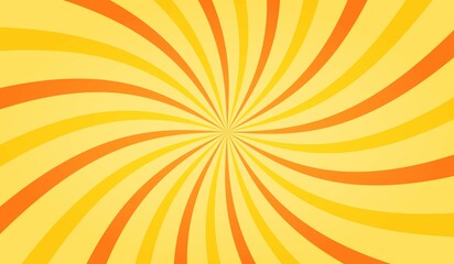 Orange groovy vortex spiral twirl. Twirl sunburst psychedelic pattern. Vector illustration