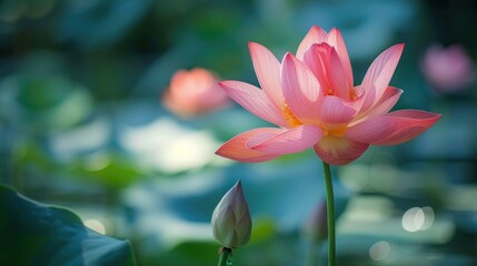 Fototapeta premium Pink Lotus Flower in Bloom