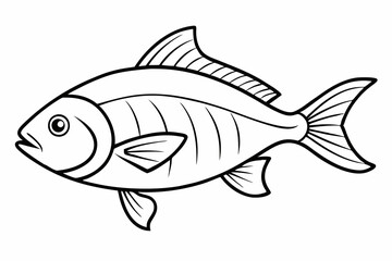 Fish Icon Vector Line Art Illustration On White Background