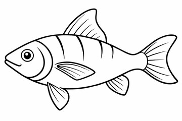 Fish Icon Vector Line Art Illustration On White Background