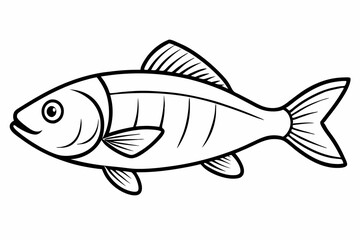 Fish Icon Vector Line Art Illustration On White Background