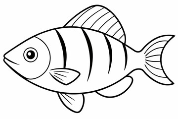 Fish Icon Vector Line Art Illustration On White Background