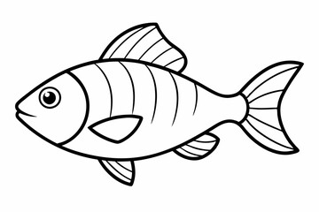 Fish Icon Vector Line Art Illustration On White Background