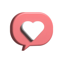 3D like icon. Social media icon with heart symbol. Vector illustration.
