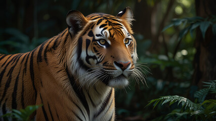 Fototapeta premium Majestic Tiger Hunting in the Jungle