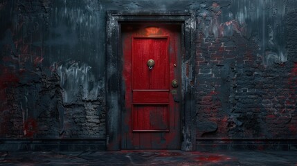 Red door and a wall in dark tones, Paint it black lyrics