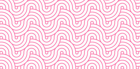 	
Minimal diamond vector overlapping Pattern geometric wave spiral and abstract circle wave line. pink color seamless tile stripe geometric create retro square line backdrop white pattern background.