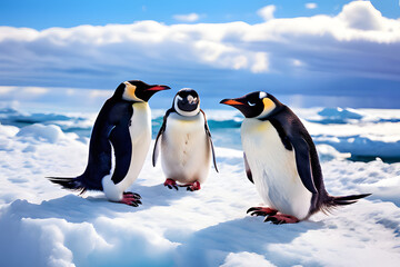 Obraz premium two penguins on the rocks