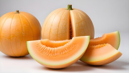Orange honey melon on white background