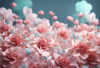 Obraz premium abstract flowers 3d seamless flower paper rose illustration floral pattern pink background trendy
