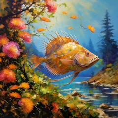 Obraz premium Flatfish in painting technique