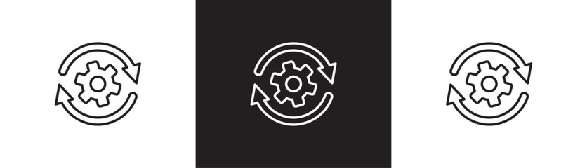Software update, upgrade, configuration, customization, options, progress bar and installation concept icons isolated on black and white transparent background.