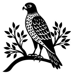 Harrier on tree wood vector illustration