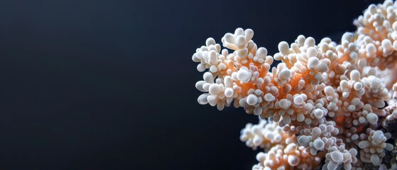 Close-Up of Orange and White Coral Branch Against a Blue Background