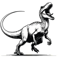 Fototapeta premium Coloring Page Outline of Carnotaurus roaring Dinosaur. Coloring Book page for kids. outline vector illustration isolated on a white background