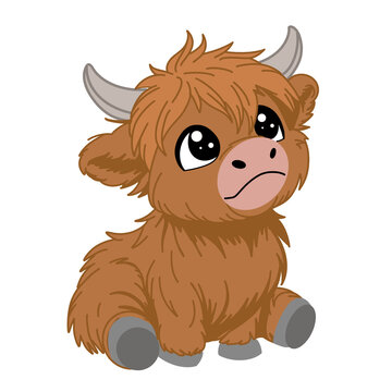 recommend clip art: Cute Highland Cow Transparent Background