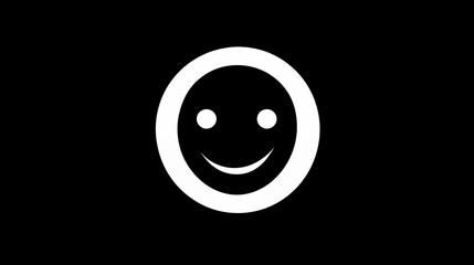 Fototapeta premium Simple Smiley Face Icon with White Circle on Black Background