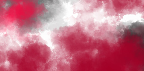 Pink sky with white clouds and blurred pattern background. Red watercolor background for textures backgrounds and web banners design.  use for banner, poster, wallpaper, adding