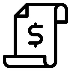 script icon glyph, with artboard size 64px, for price, order, payment, payment, invoice, receipt,