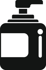 Black plastic bottle with dispenser pump for liquid soap, gel, lotion, cream, shampoo