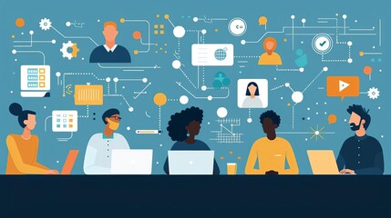 Cross-functional collaboration platforms across departments, shared documents, collaborative projects, strategic alignment, diverse perspectives