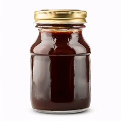 BBQ sauce glass jar isolated on white background with clipping path
