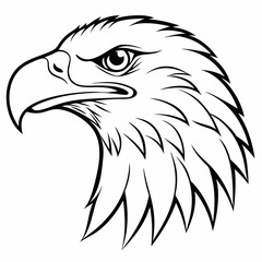 Eagle Head Icon Side View Line Art Vector Illustration