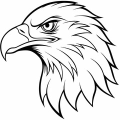 Eagle Head Icon Side View Line Art Vector Illustration