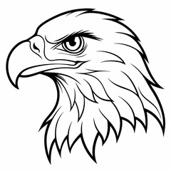 Eagle Head Icon Side View Line Art Vector Illustration
