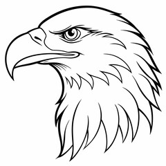 Eagle Head Icon Side View Line Art Vector Illustration