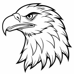 Eagle Head Icon Side View Line Art Vector Illustration