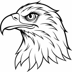 Eagle Head Icon Side View Line Art Vector Illustration