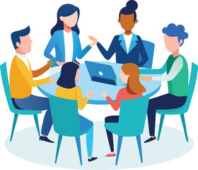 Vector illustration, flat style, businessmen discuss social network, news, vector, social networks, chat, dialogue speech bubbles, new projects,peoples meeting