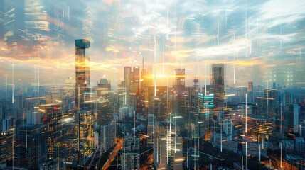 Virtual reality cityscape in digital realm