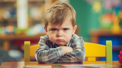 The toddler reluctantly heads to kindergarten, leaning and protesting, his eyes full of anxiety, and his hands gripping the adult's clothes tightly.