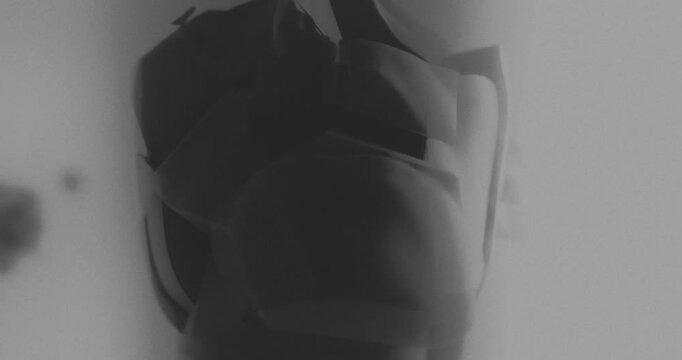 A destroyed android head in x-ray