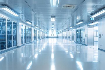 Fototapeta premium A large, empty room with white walls and a shiny, clean floor, generative ai image.