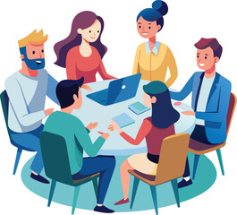 Vector illustration, flat style, businessmen discuss social network, news, vector, social networks, chat, dialogue speech bubbles, new projects,peoples meeting