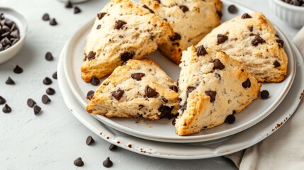 Plate of homemade chocolate chip scones