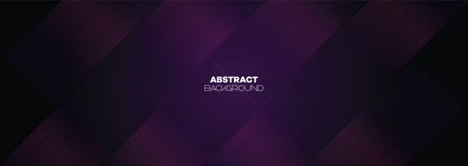 Obraz premium Abstract Dark Purple-Pink Waving Lines Technology Background. Black-Violet Gradient With Glowing Lines Shiny Geometric Shape and Diagonal, for Brochure, Cover, Poster, Banner, Website, Header