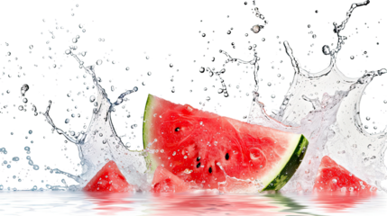 Watermelon water splash on a transparent background
