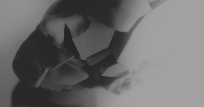 An old and destroyed android head in x-ray