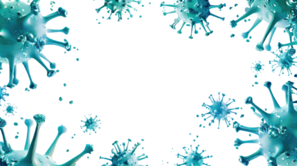 Viruses and bacteria on a transparent background