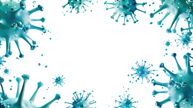 Viruses and bacteria on a transparent background