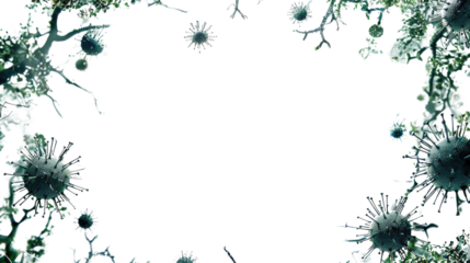 Viruses and bacteria on a transparent background