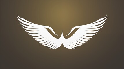 Obraz premium Elegant White Angel Wings Symbol with Feathered Design on Gradient Background
