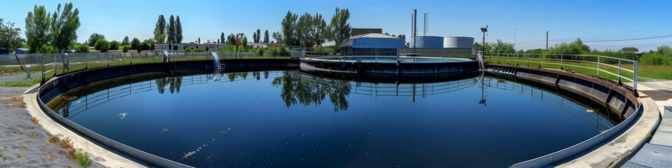 Fototapeta premium Large-Scale Aquarium Tank for Bio-Purification and Filtration: An Eco-Friendly Water Treatment Solution for Wastewater Recycling