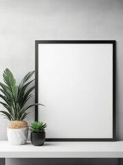 Interior poster mockup with vertical frame in home interior background. Mockup Poster Frame in cozy room