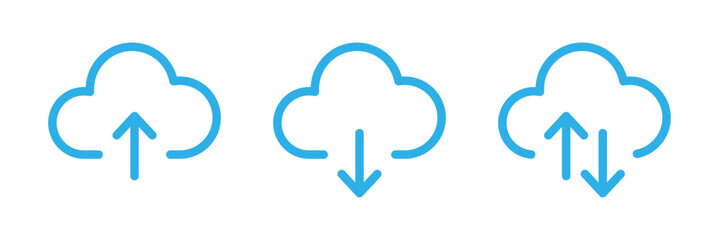 Cloud download and upload icon set